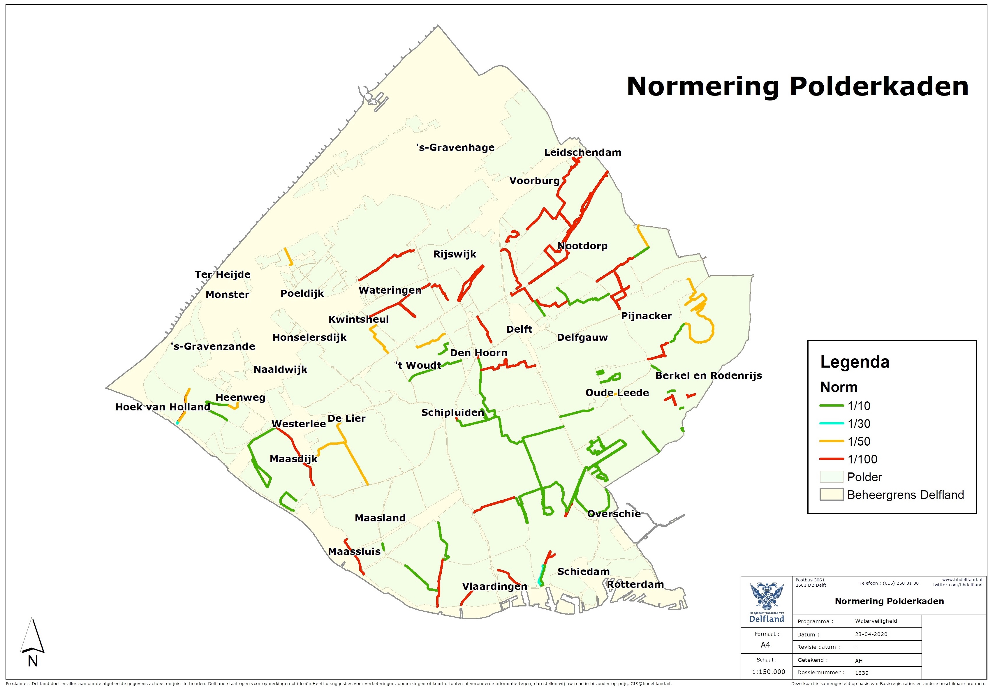 Bijlage bij de Waterschapsverordening met de kaart met daarop de normering van de polderkaden.