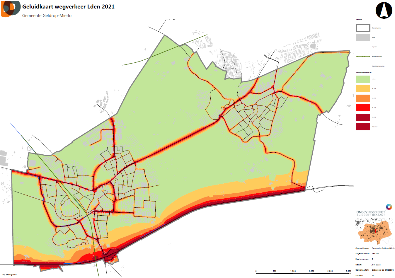 Kaart 03 geluidkaart wegverkeer Lden 2021; Geldrop-Mierlo&#10;