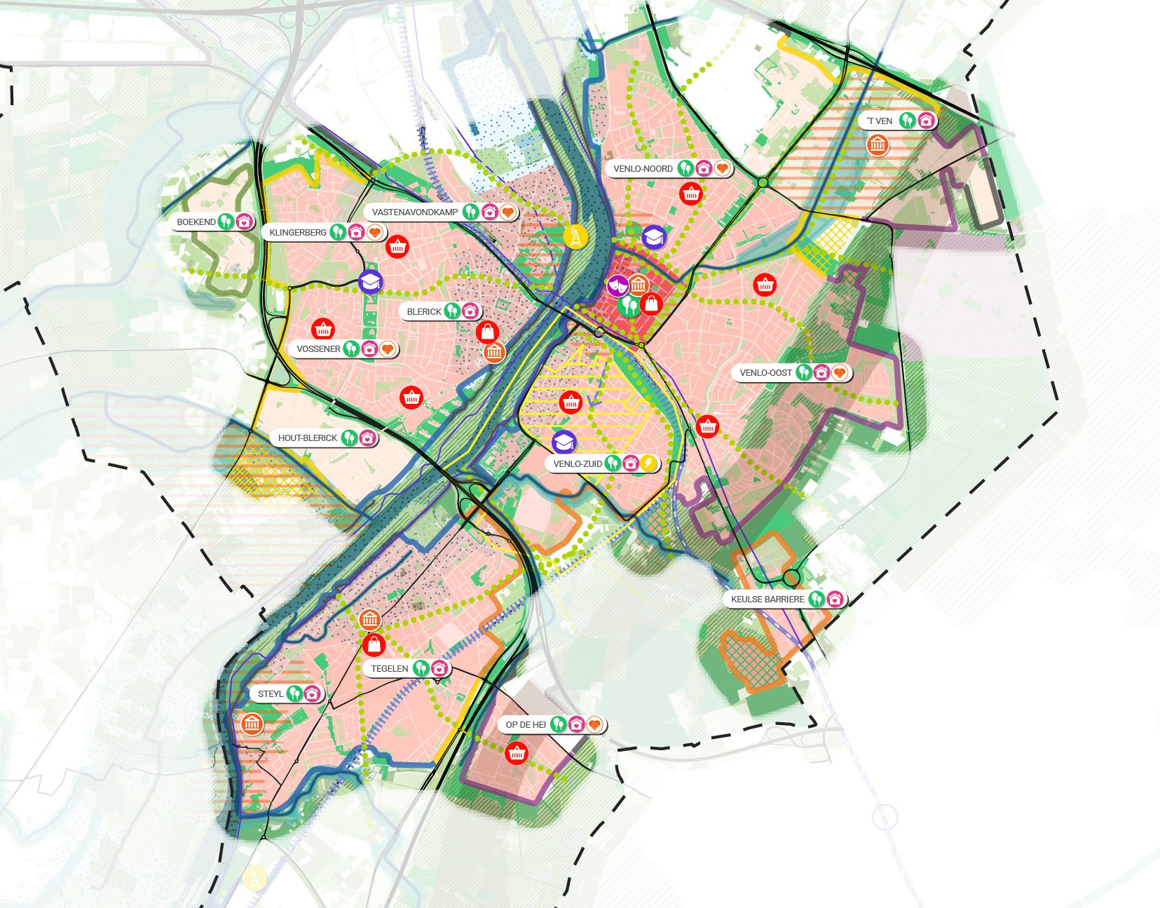 Figuur 12. Gebiedsgerichte uitwerking stedelijke woongebieden, kaart met legenda.  