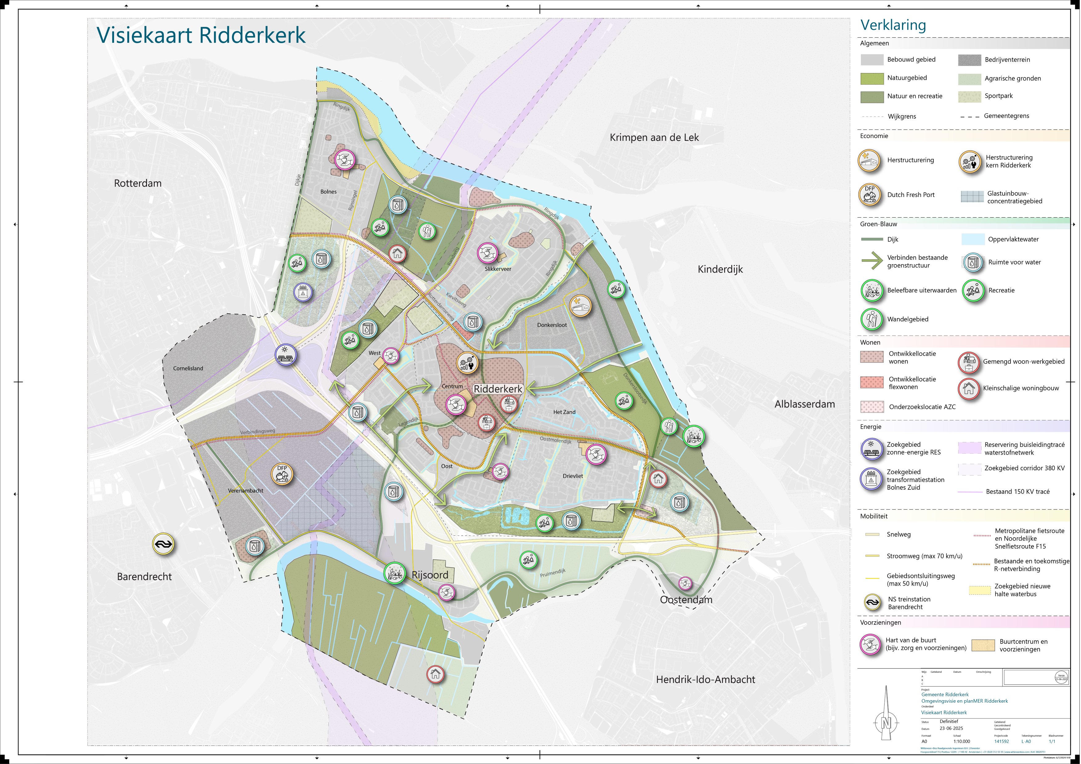 Visiekaart Ridderkerk met verklaring van gebruikte symbolen