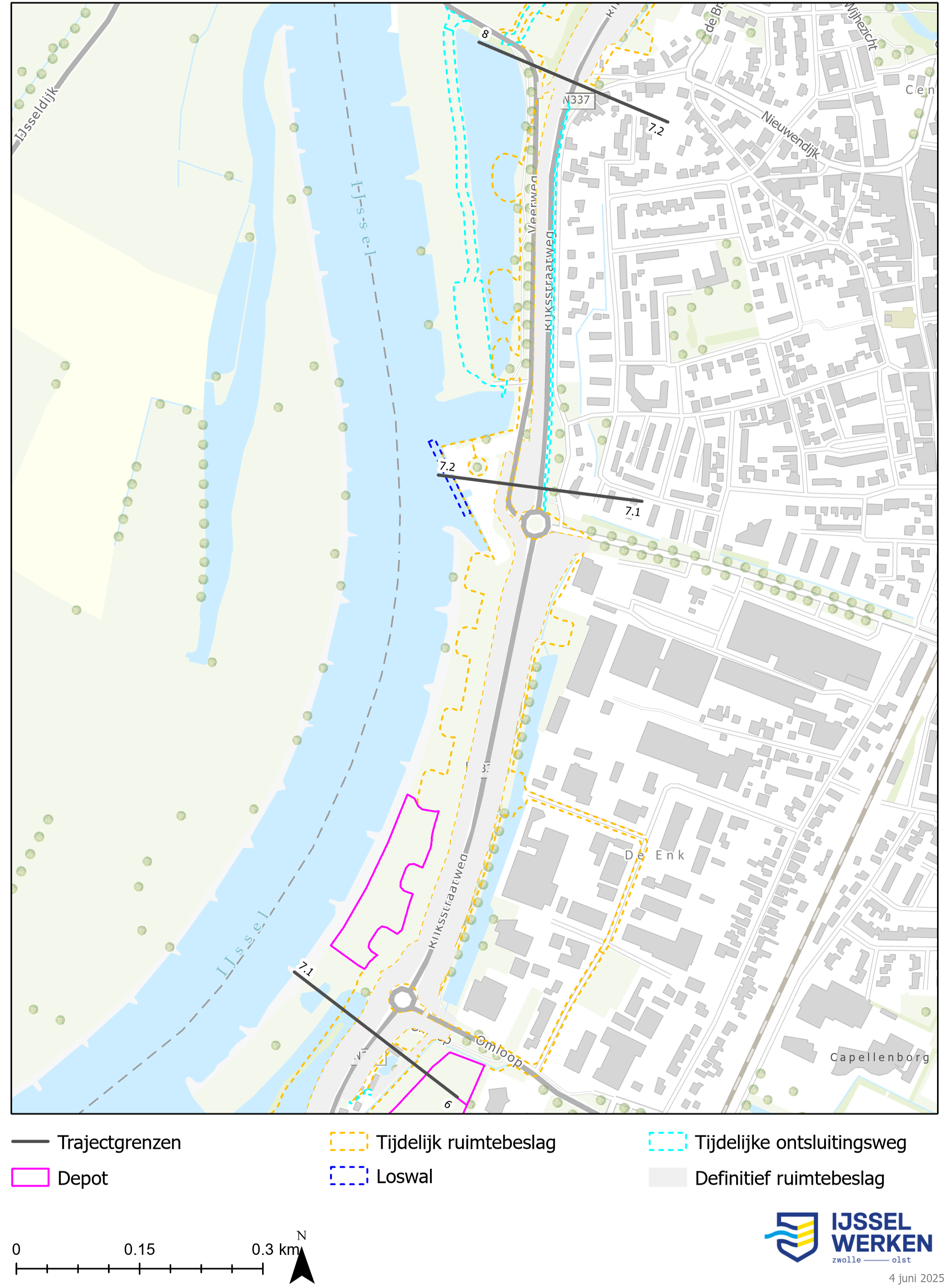 Afbeelding ‎6-14 Tijdelijk ruimtebeslag dijkmodule Midden-Zuid 1 (bijlage 9.2 Kaartenboek)