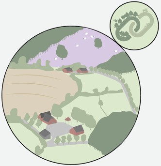 Icoon/illustratie behorend bij de ambities op het gebied van "Natuur en (agrarische) bedrijvigheid"