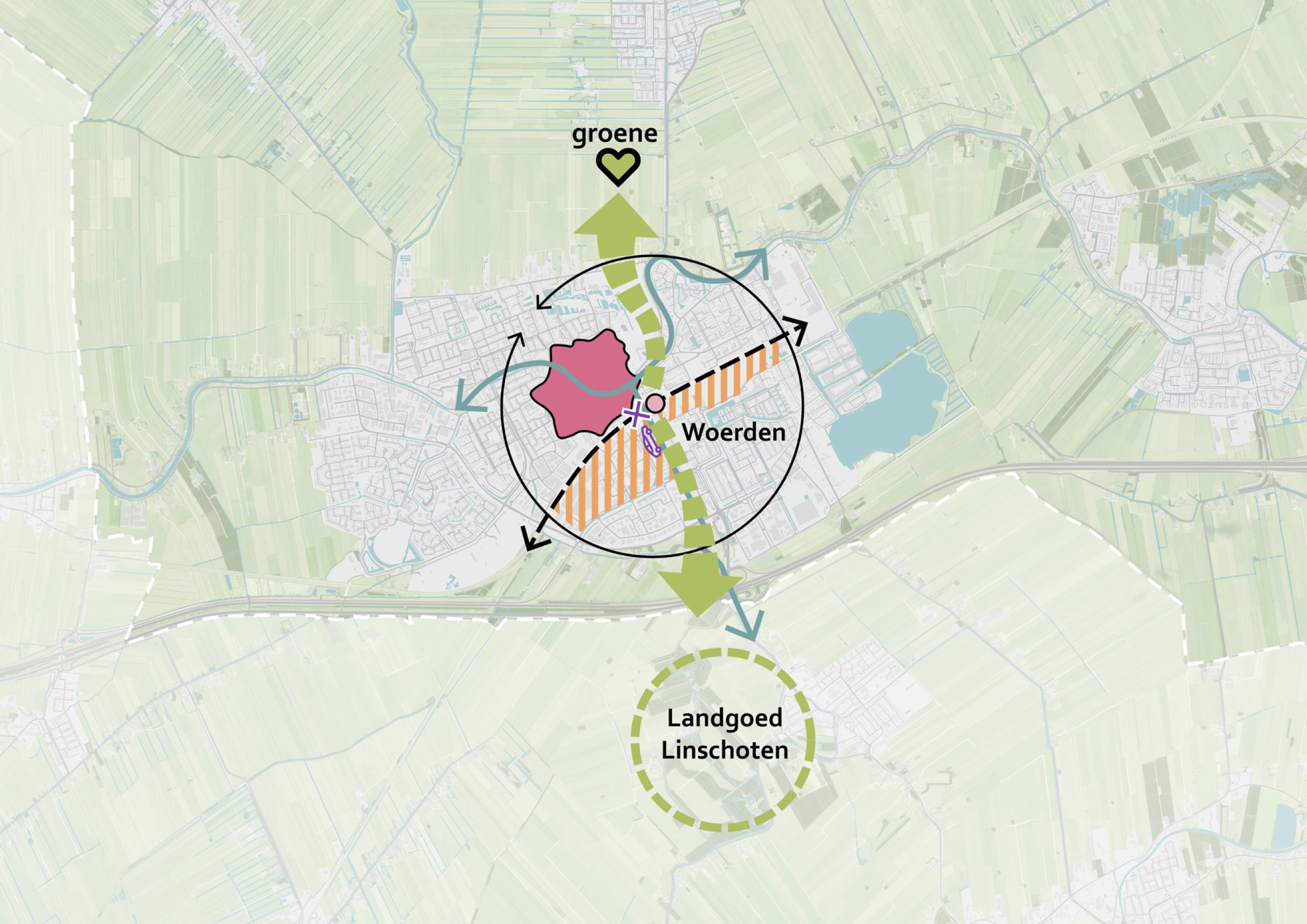Een kaart van de Poort van Woerden.