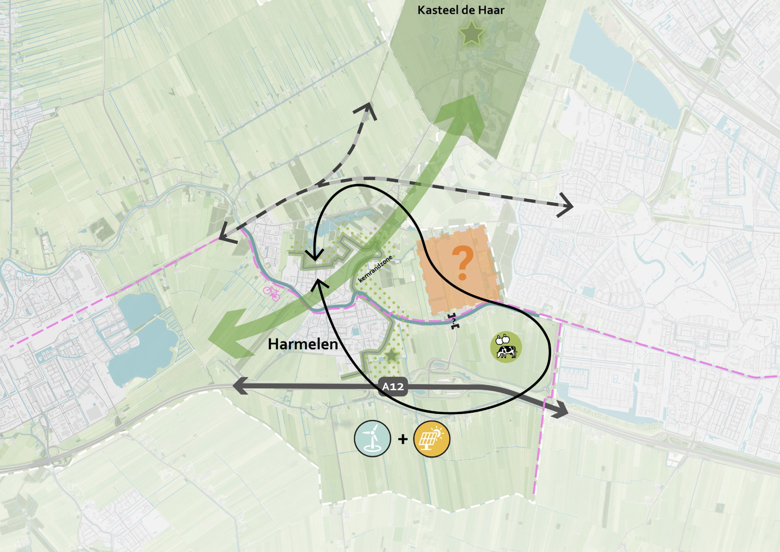 Een kaart van de Achtertuin van Harmelen.
