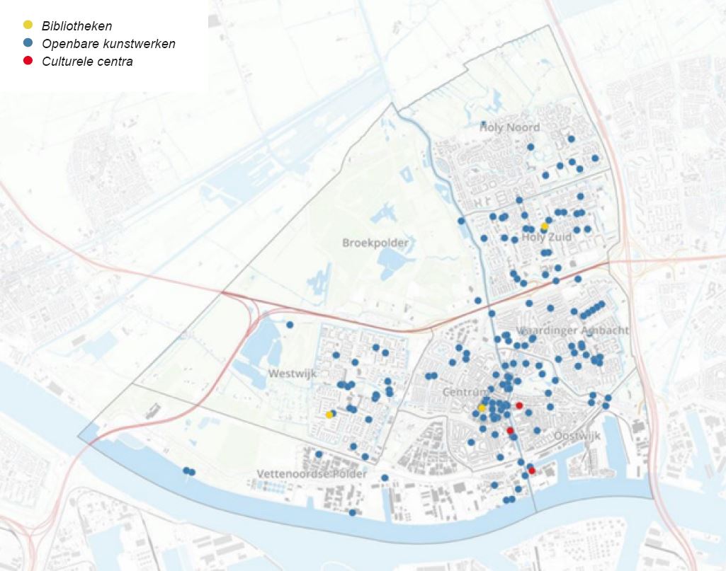 Figuur 4.19: Huidig aanbod en spreiding van culturele voorzieningen binnen Vlaardingen
