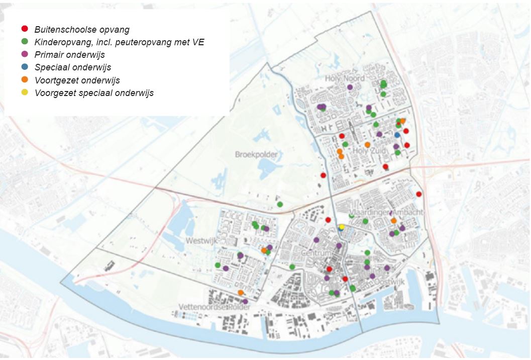 Figuur 4.2: Aanbod en spreiding van de onderwijsvoorzieningen in Vlaardingen