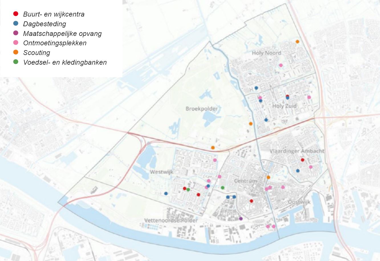 Figuur 4.15: Overzicht van alle gezondheidsvoorzieningen binnen Vlaardingen