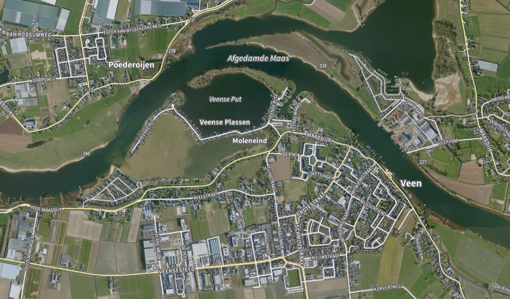 Op bovenstaand figuur wordt een luchtfoto getoond van de ligging van de Veense Put.