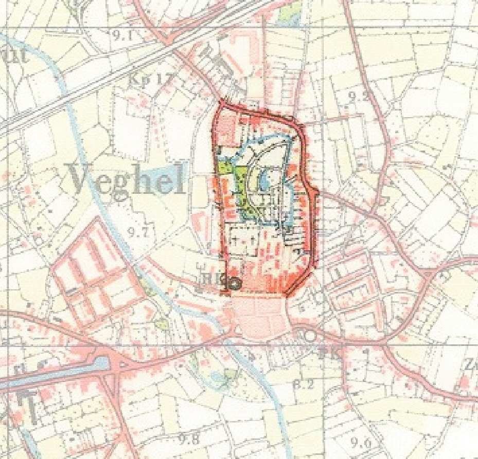 afbeelding 51 – het “katholiek complex“ zoals dat op de topografische kaart van 1956 nog duidelijk herkenbaar is.