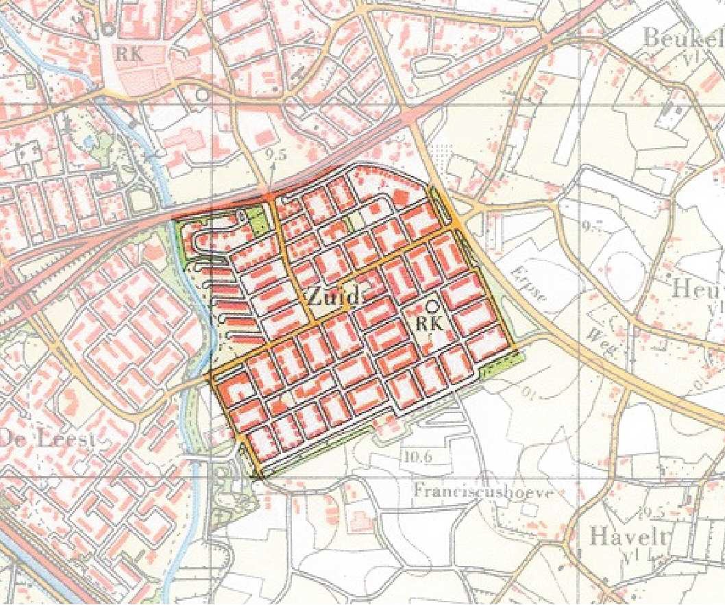 afbeelding 71 – de woonwijk Zuid op de topografische kaart uit 1978