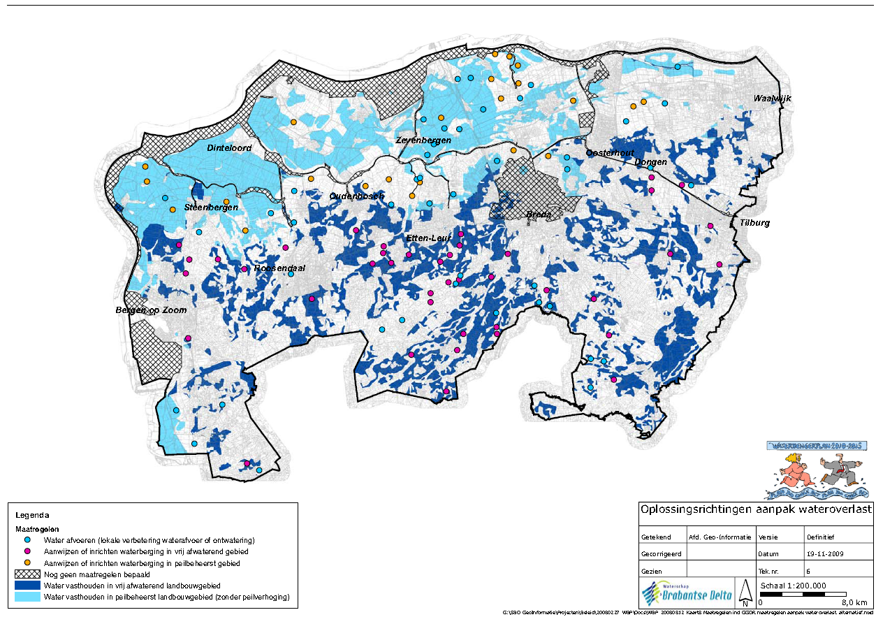 Kaart oplossingsrichtingen aanpak wateroverlast