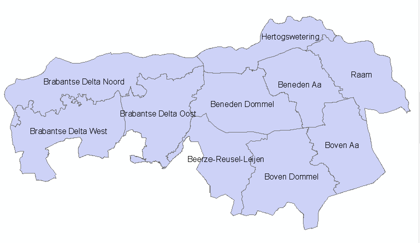 Figuur A.2: deelgebieden onttrekkingsverbod in Brabant