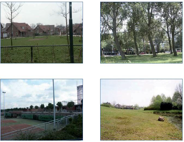 parken, groengebieden en sportcomplexen